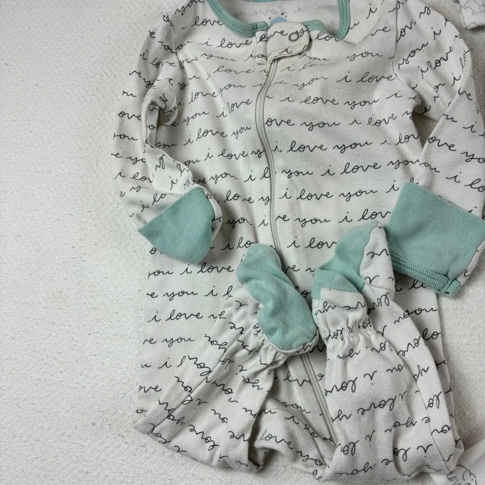 Carter's Baby Boy 4pc Lot Bodysuits Sleepers Cotton Terry Animal Gray Teal 3M